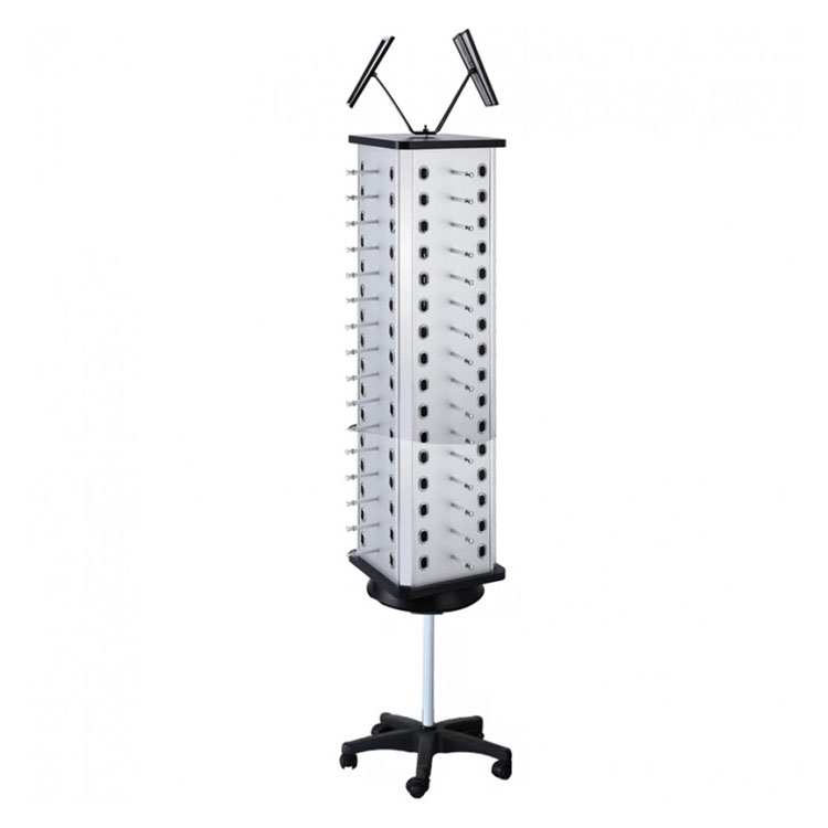 Rotating Greeting Card Display Stand Floor Standing Wire Spinner Rack with Wheels