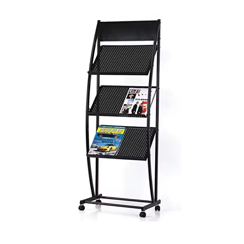 Industrial Metal Literature Display Rack Multi Layer Magazine Holder for Supermarket Bookstore and Exhibition