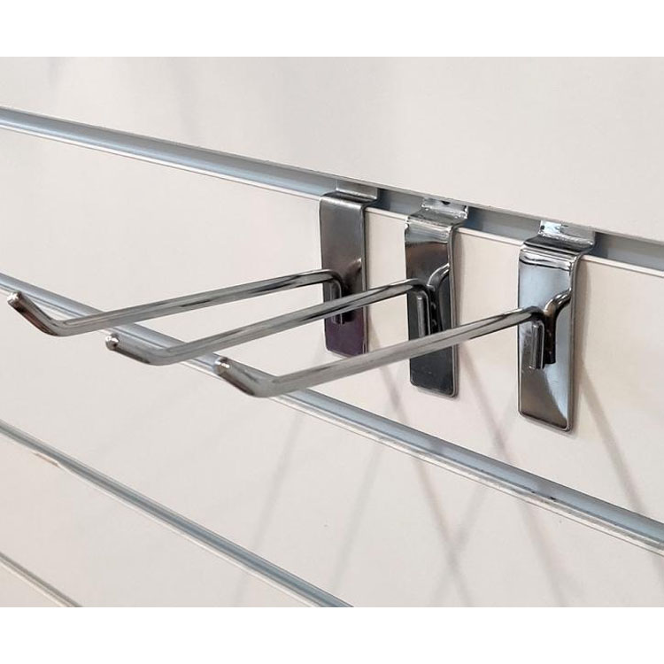Durable Steel Slatwall Display Hooks Silver Metal Slatwall Hanger for Retail Shop Shelving and Grid Wall