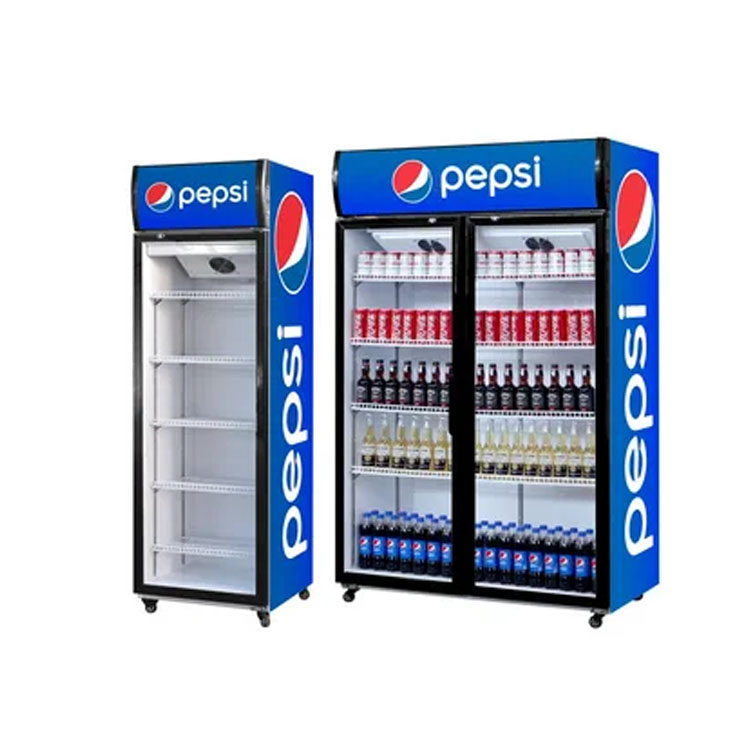 Upright Glass Door Beverage Refrigerator Display Cooler for Cola Drinks Supermarket Convenience Store