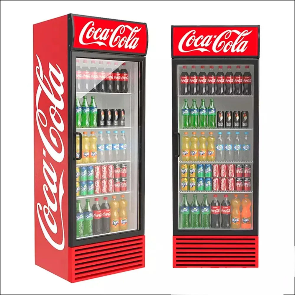 Custom Logo Commercial Double Door Beverage Display Refrigerator Glass Door Cooler for Supermarket