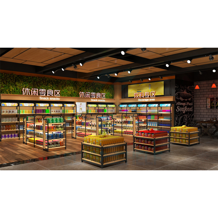 Supermarket Gondola Candy Store Display, Bag Display Rack Gondola