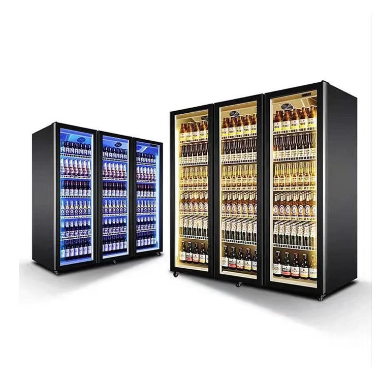 Large Capacity Commercial Glass Door Refrigerator Double Door Beverage Display Cooler