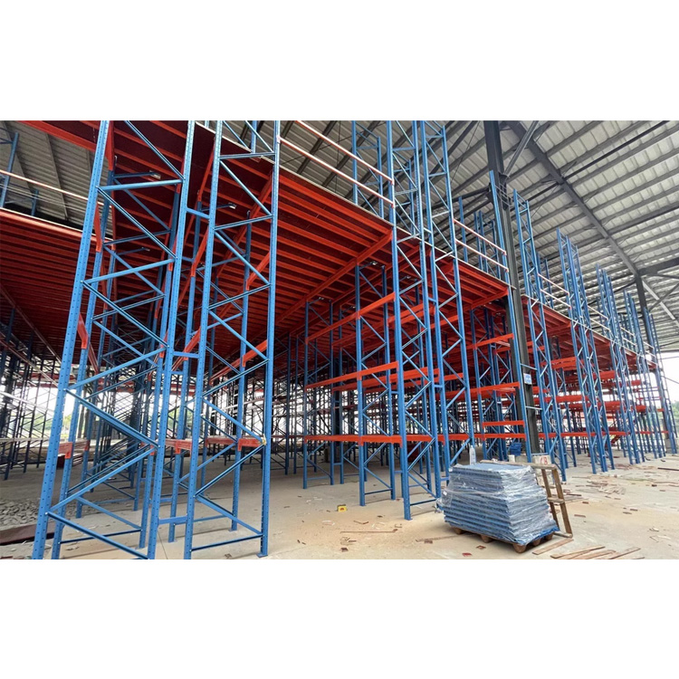 Two-Level Mezzanine Racking System | Industrial Steel Storage Platform for Warehouse Use