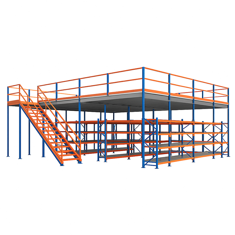 Mezzanine Floor System for Warehouse Storage with Multi-Level Racking Design