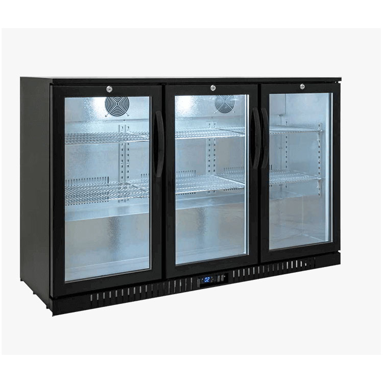 Commercial Double Glass Door Back Bar Cooler Stainless Steel Undercounter Beverage Refrigerator for Beer