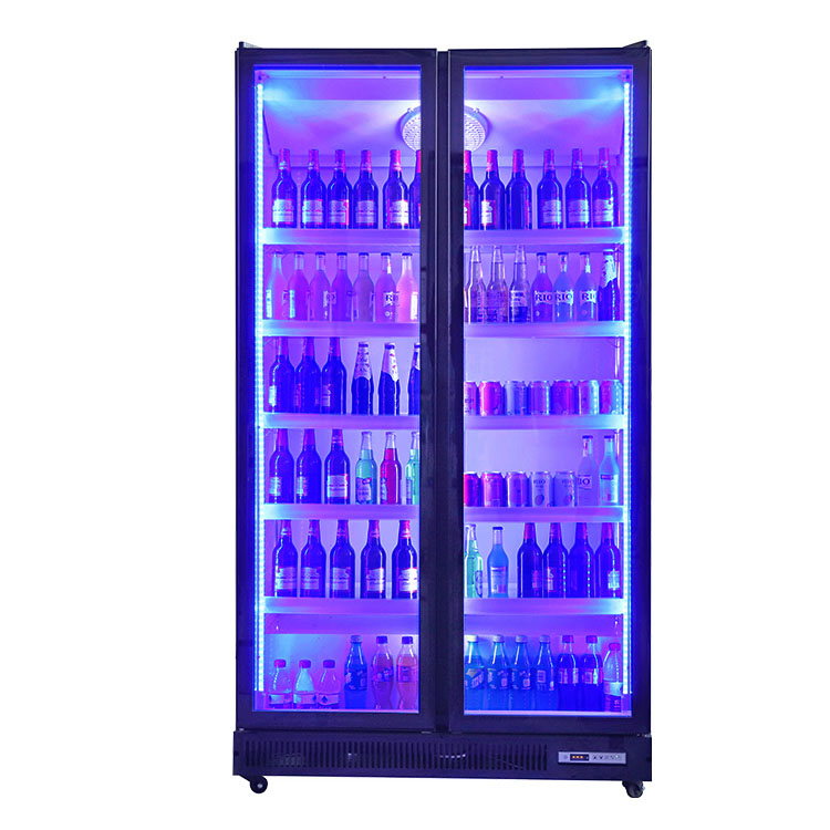 Commercial Slim Single Glass Door Beverage Cooler Upright Display Refrigerator With Led Light