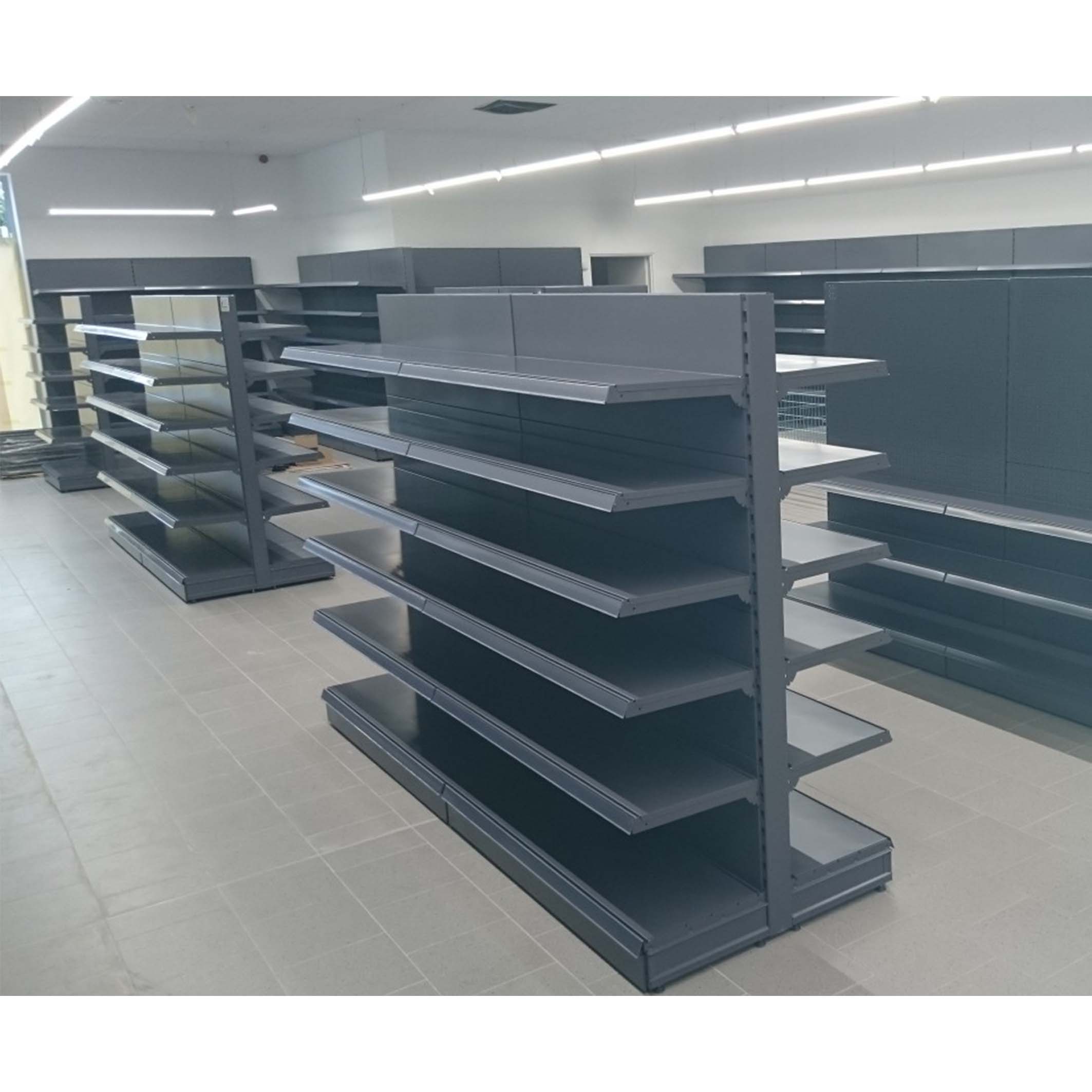 High Quality Metal Supermarket Shelves Lozier Gondola Shelving Retail Store Shelves Metal Supermarket Gondola Shelf
