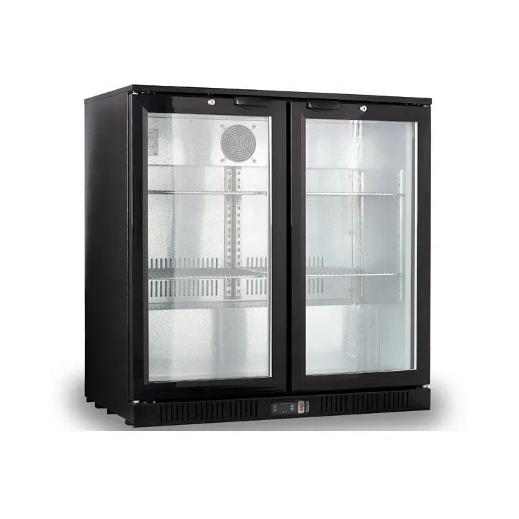 Commercial Double Door Back Bar Cooler Stainless Steel Undercounter Beverage Refrigerator