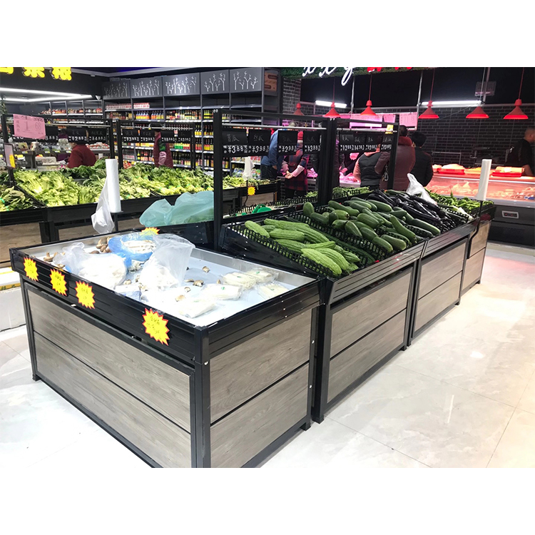 Stainless Steel Fruit and Vegetable Display Rack Commercial Supermarket Grocery Storage Shelf for Retail Store