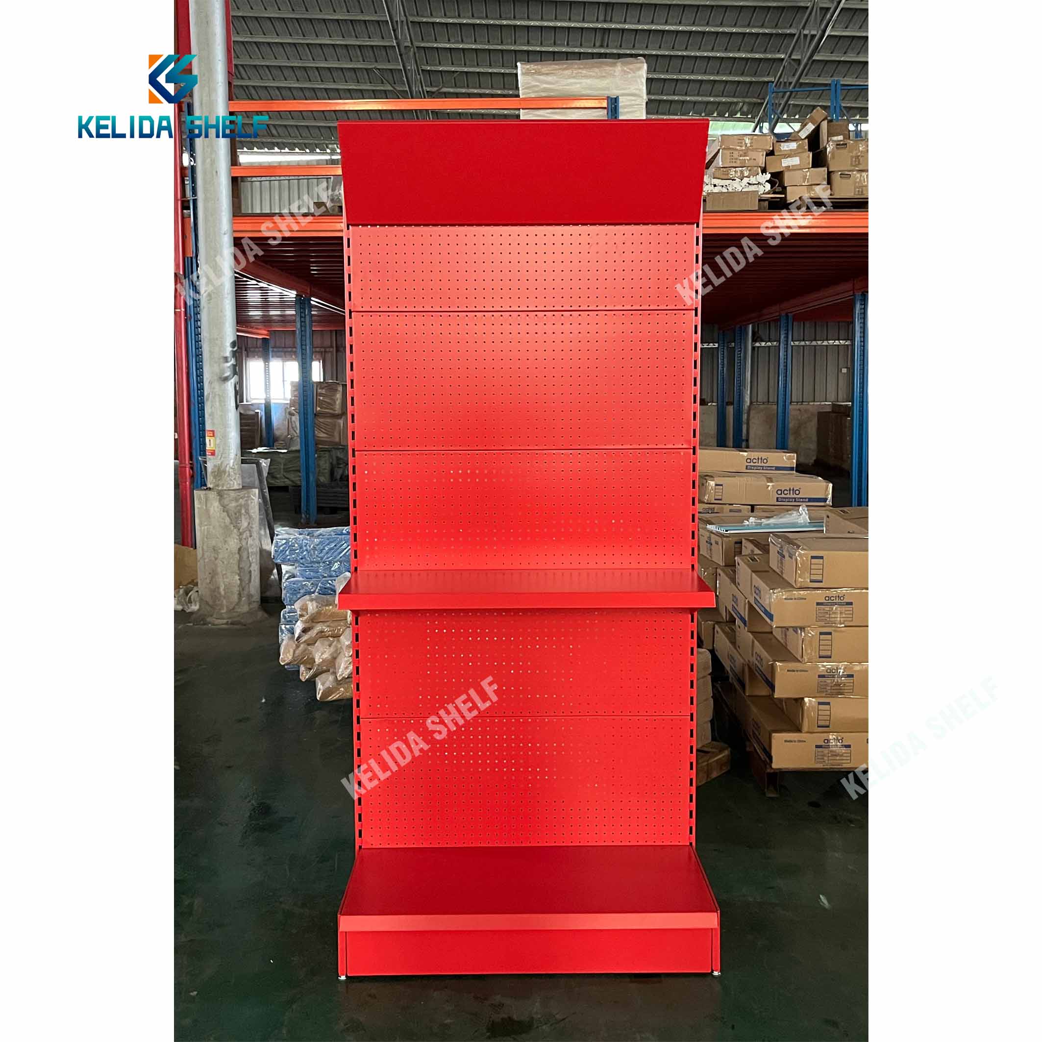 Retail Metal Pegboard Display Rack with Peg Hooks Rotating Perforated Panel Stand for Mobile Accessories