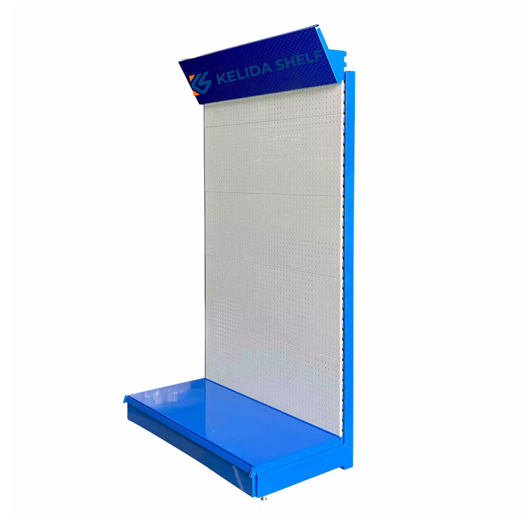 Custom Logo Hardware Store Display Rack Metal Pegboard Tool Hanging Stand Floor Type Heavy Duty Display Shelving