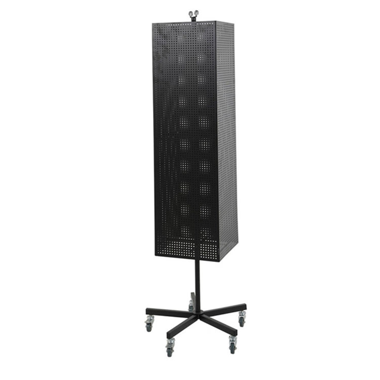 Custom Magnetic Rotating Display Stand Mobile Pegboard Rack with Wheels for Branding Products Promotion
