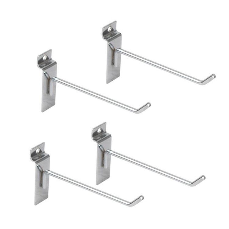 Premium Chrome Finished Slatwall Hooks Metal Display Hangers for Supermarket Retail Store Garment Display
