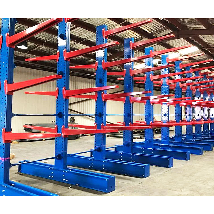Cantilever Rack for Long Metal Pipes, Extendable Industrial Storage System for Warehouse