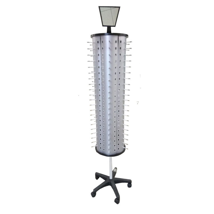 Rotating Greeting Card Display Stand Floor Standing Wire Spinner Rack with Wheels