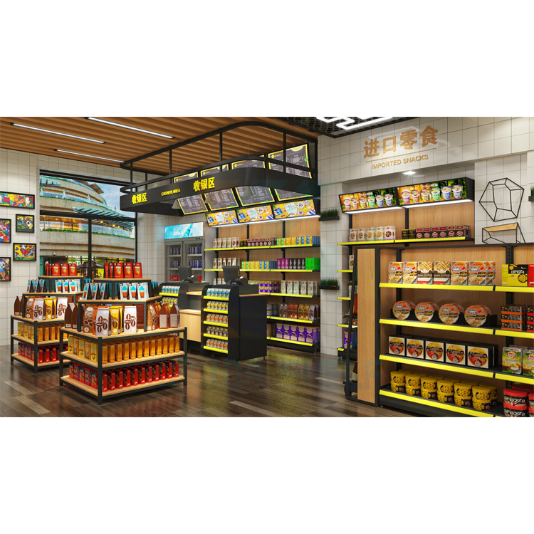 Supermarket Gondola Candy Store Display, Bag Display Rack Gondola