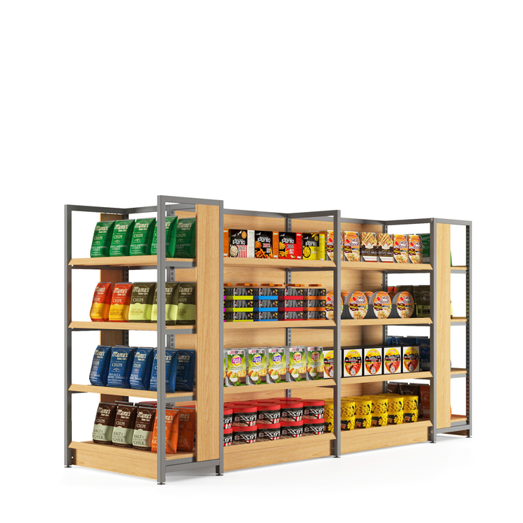 Shop Retail Rack Design Wood Display Shelf for Shops Supermarket