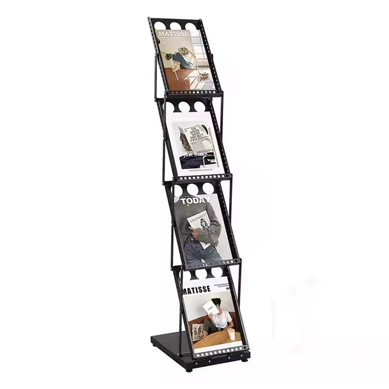 Multi Tier Brochure Display Stand Metal Magazine Rack for Bookstore Supermarket and Pharmacy