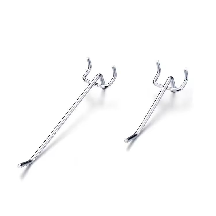 Silver Metal Pegboard Hooks, Slatwall Display Rack Hooks for Heavy Duty Warehouse Storage Solutions