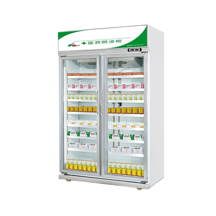 Medical Refrigerator Glass Door Display Cabinet Upright Cooler for Pharmacy Medicine Storage
