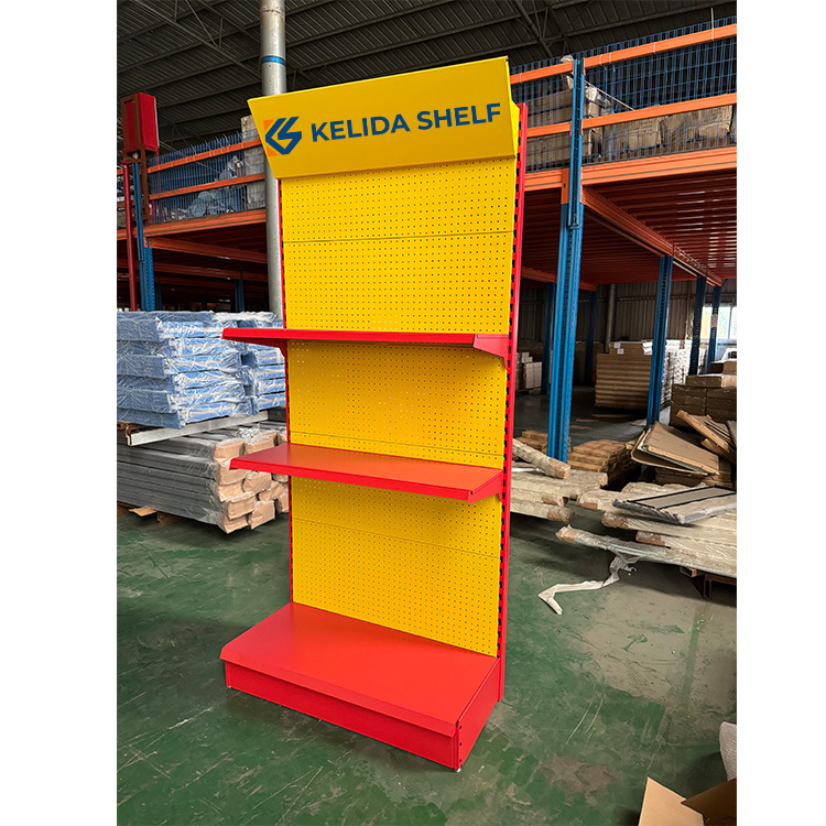 Modern Design Metal Pegboard Rack with Hooks European Style Floor Standing Tools Display Stand for Retail & Showroom