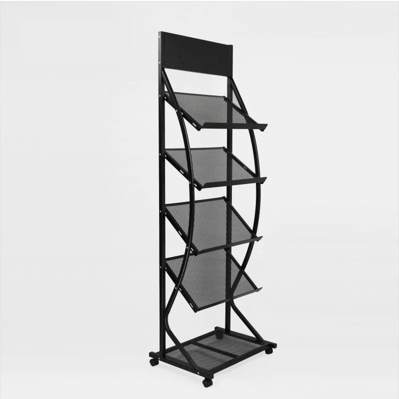 Custom Metal Magazine Display Rack Floor Standing Literature Brochure Holder for Stores and Bookshops