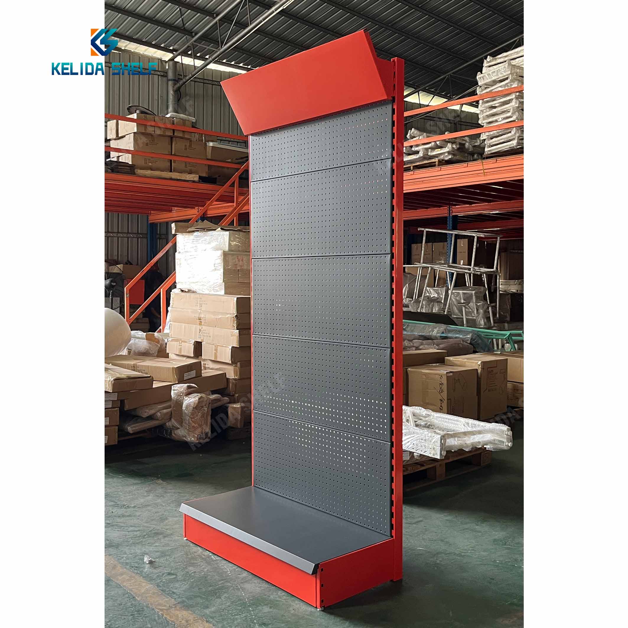 Heavy Duty Power Tools Display Rack Black Metal Pegboard Shelf Stand with Hooks Customized Showroom Tool Organizer