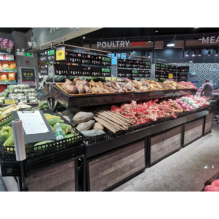 Supermarket Promotion Display Stand Table Grocery Store Wooden Fruit Vegetable Rack