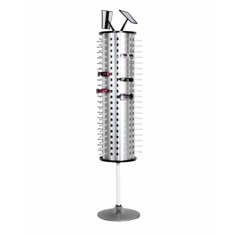 Large Capacity Rotating Eyeglass Display Rack Mobile Metal Optical Display Stand for Retail Chain Stores
