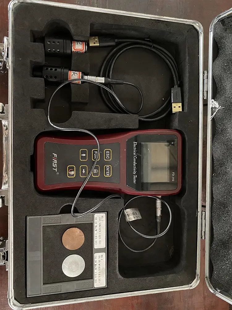 Eddy current conductance instrument for copper alloy electrical conductivity testing