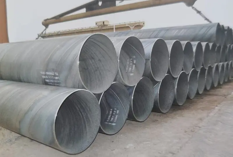 Production facility showing steel pipes