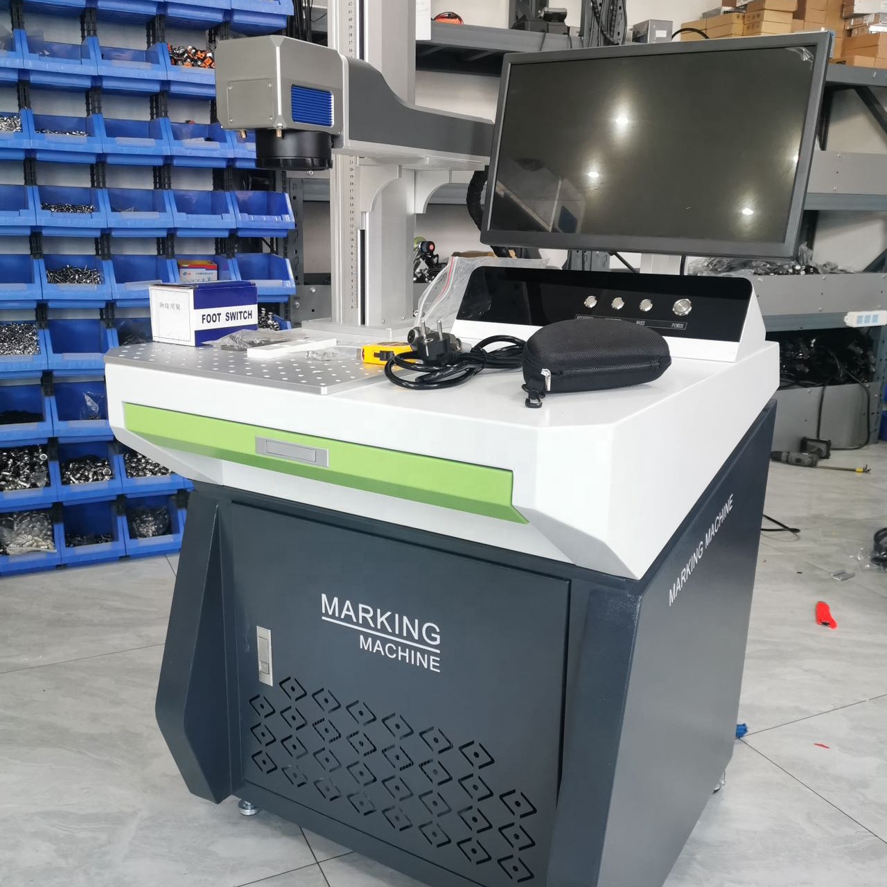 High Precision 50W/100W Desktop Fiber Enclosed Metal Laser Marking Machine
