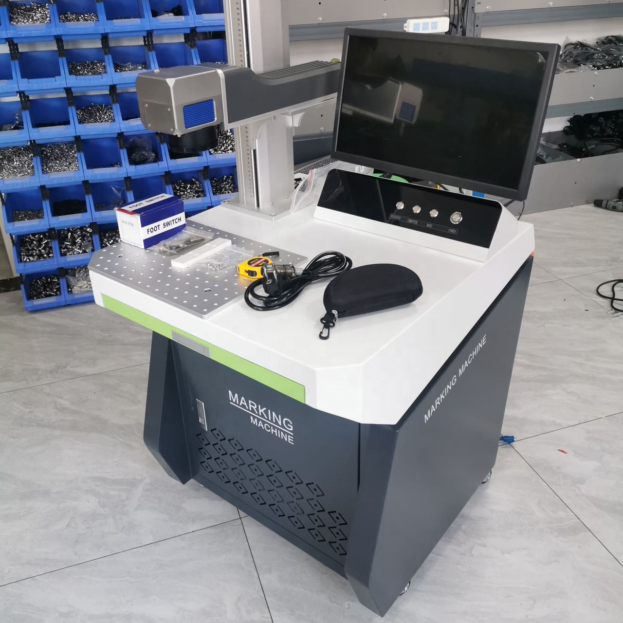 High Precision 50W/100W Desktop Fiber Enclosed Metal Laser Marking Machine