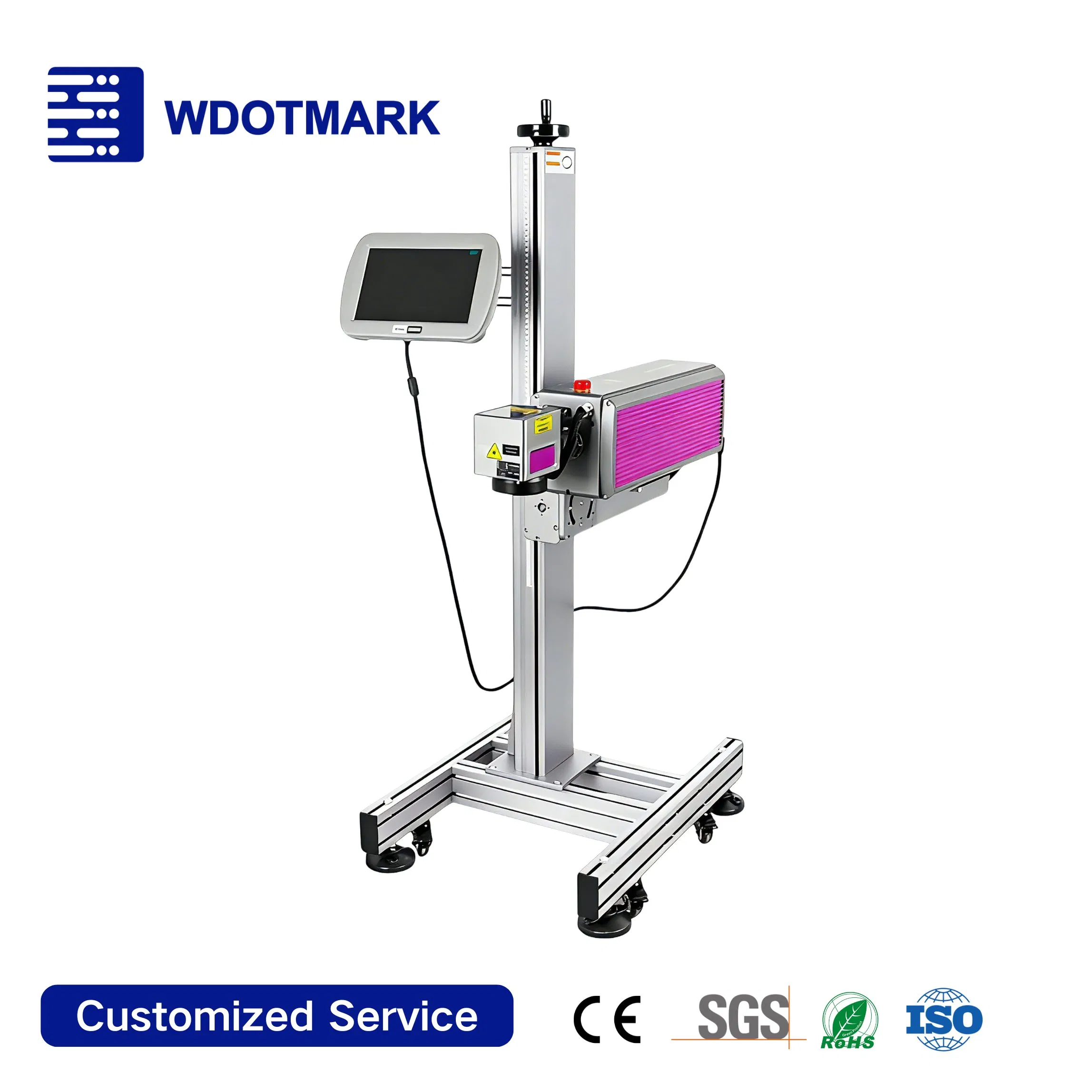 30W 50W 100W Online Flying Date Fiber Laser Coding Printing Marking Machine with Compute