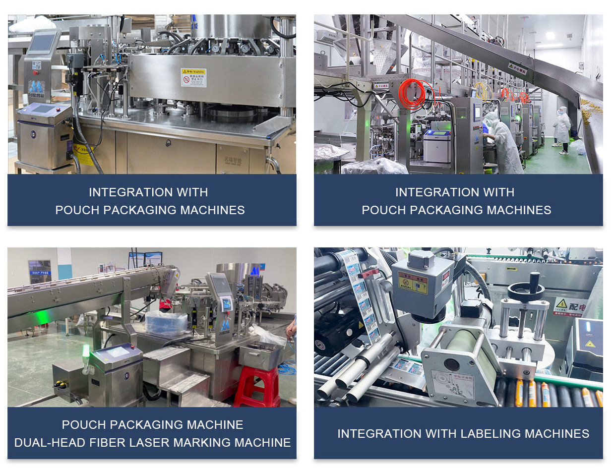 New Automatic Integrated Fiber Laser Marking Machine DXF Stand-Alone Configuration Pre-made Bag Packaging Systems CE ISO
