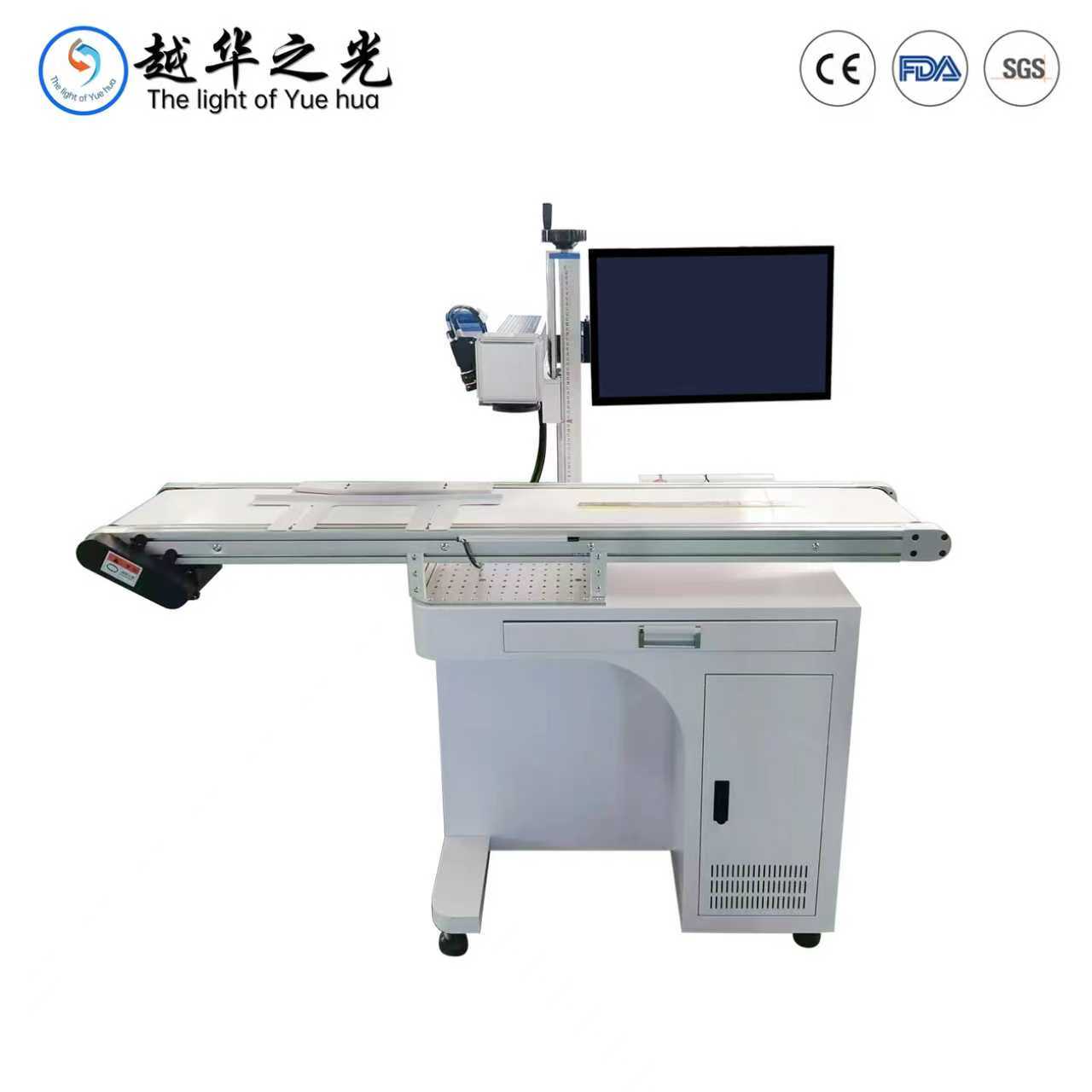 YUEHUA Automatic Vision Fiber Laser Marking Machine Conveyor Belt Intelligent CCD Recognition Positioning High-Speed CNC Batch