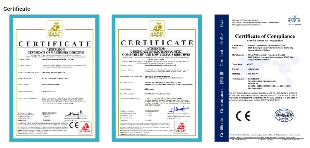 CE, RoHS, FDA Certifications