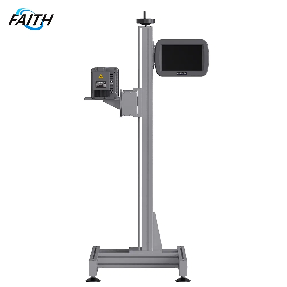 Faith Industrial-Grade High-Speed Fully Automatic CNC Online Flying Laser Marking Machine, Suitable for Marking Date Text on PVC/PE/PP Materials