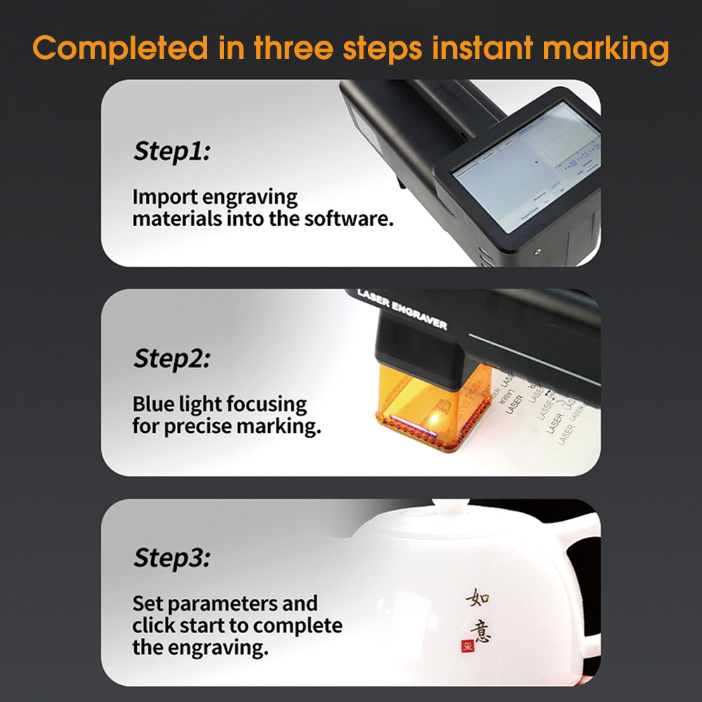 DMK Factory Direct Micro Small Multi-Material Laser Engraver, 2-in-1 Laser Source (1064nm+455nm), Power Bank Supported