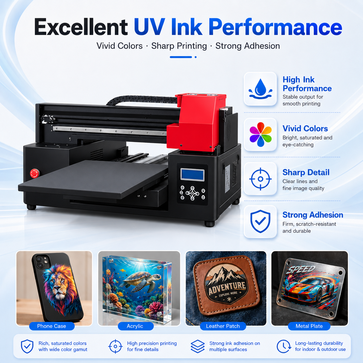 Refinecolor Low Cost A3 Flatbed UV Printer Inkjet Printing Machine For Phone Case Glass Trophy Acrylic Golf Balls Pen Wood Metal
