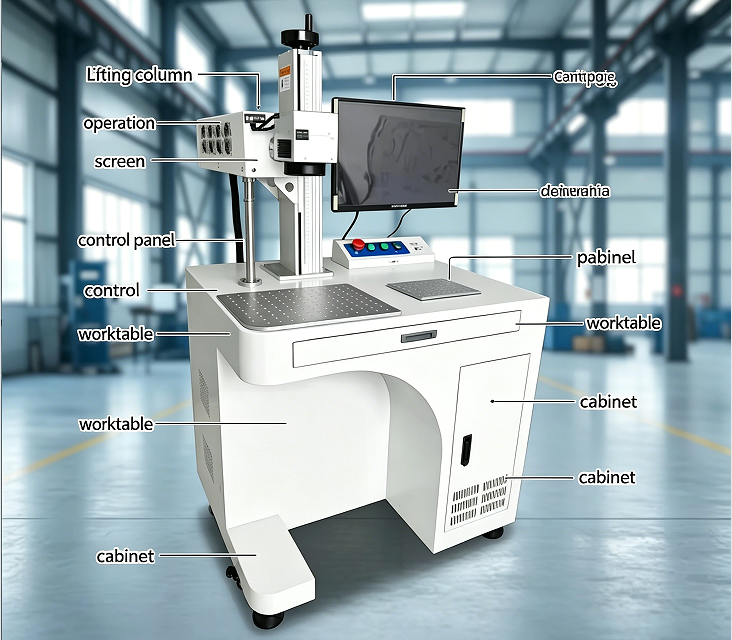 C02 Fiber Laser Marking Machine CNC Air-Cooled High Safety Home Use for Electronics PCB Metal Tags ID Cards Supports BMP