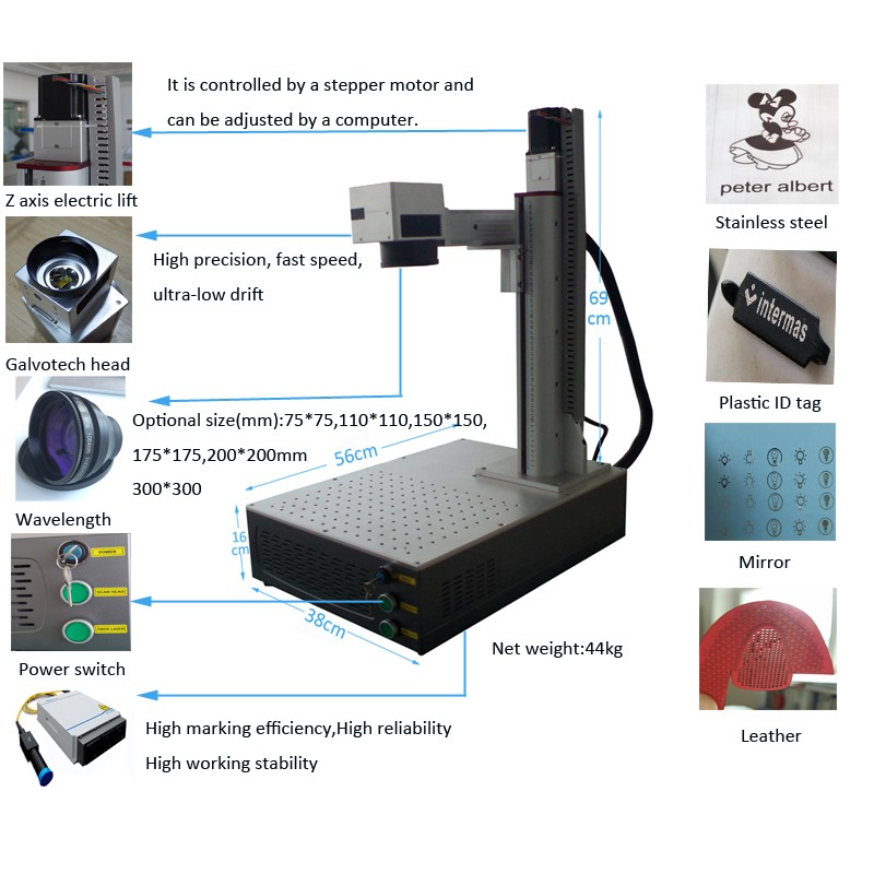 Hot-selling Product Desktop Portable MAX 20W 30W 50W 100W Fiber Laser Marking Machine With Metal Hard Plastic Stainless Steel