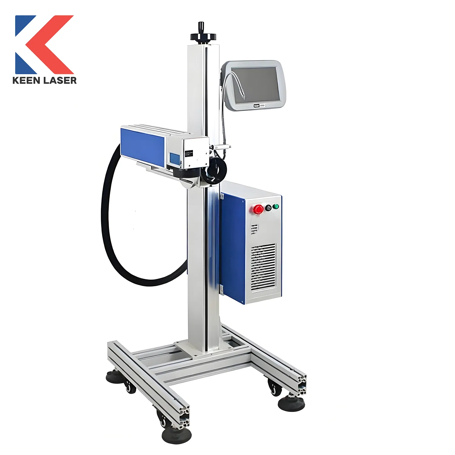 Industrial Marker Mini Air-Cooled Fiber Optic Flying Type High Speed Printer 30W Packaging Printing Electronics Plastic Bottle Laser Engraving Marking Machine