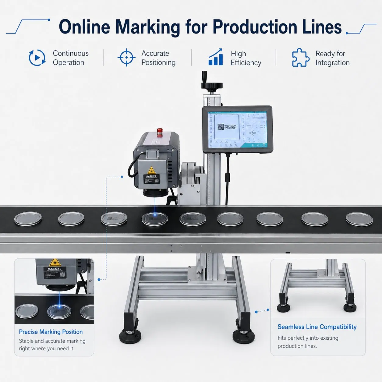 Online Flying Date Fiber Laser Coding Printing Marking Machine
