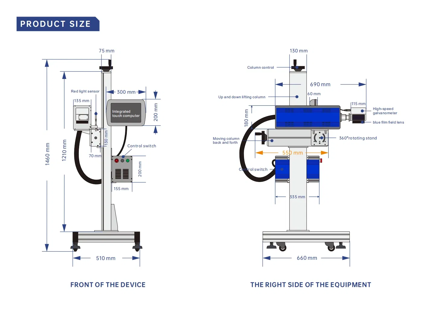 Industrial Fiber Laser Marker Flying CNC High-Speed Engraving Automatic CO2 Engraving Plastic Metal Pipe Logo Engraver PVC/PE/PP Materials Marking Machine