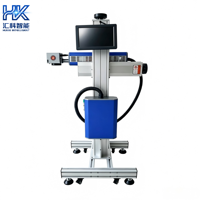 Huike High Speed Flying Fiber UV CO2 Laser Marking Machine Online Automatic Laser Engravers for Assembly Line Production