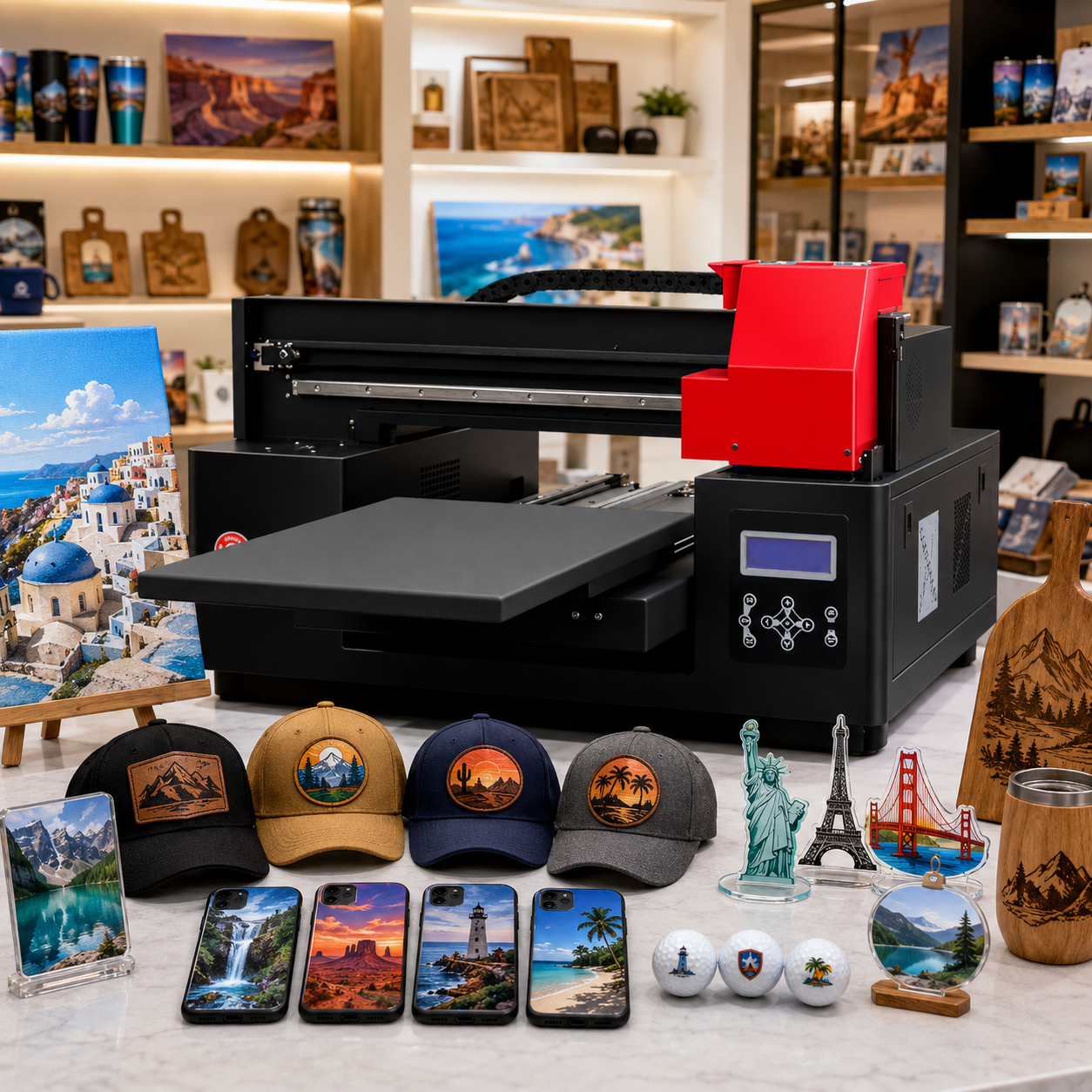 Refinecolor Low Cost A3 Flatbed UV Printer Inkjet Printing Machine For Phone Case Glass Trophy Acrylic Golf Balls Pen Wood Metal