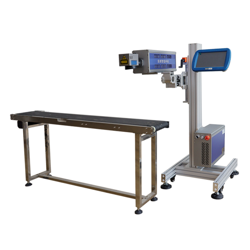 Low Price Co2 Flying Laser Marking Machine with Conveyor for Production Date Expiry Date