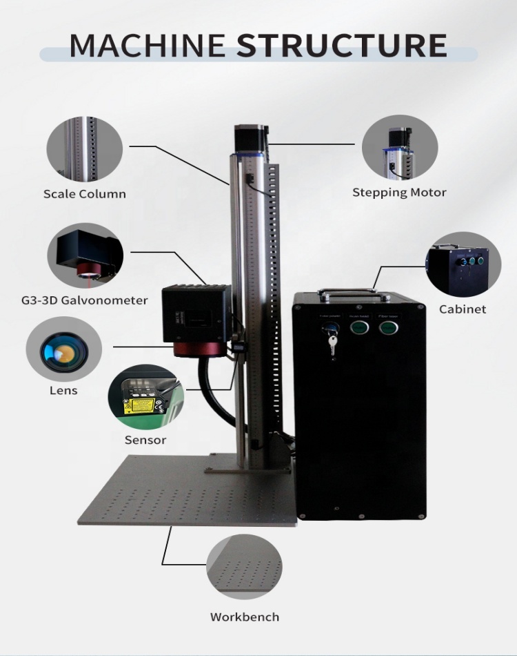 Dynamic 3d Fiber Laser Marking Machine 30W 60W 100W JPT Mopa 3D Laser Engraving Machine for Coin Jewelry Metal Mould